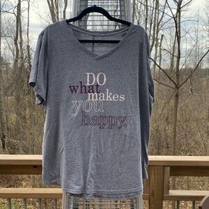 Tek Gear Heather Gray V-Neck Graphic Tee